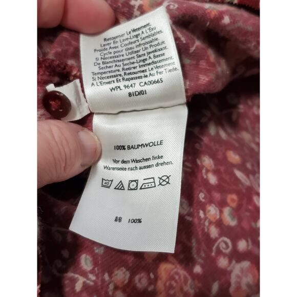 Vintage 90’s Eddie Bauer Women’s Corduroy Floral Button Up Collar Shirt Size XL - Picture 10 of 14